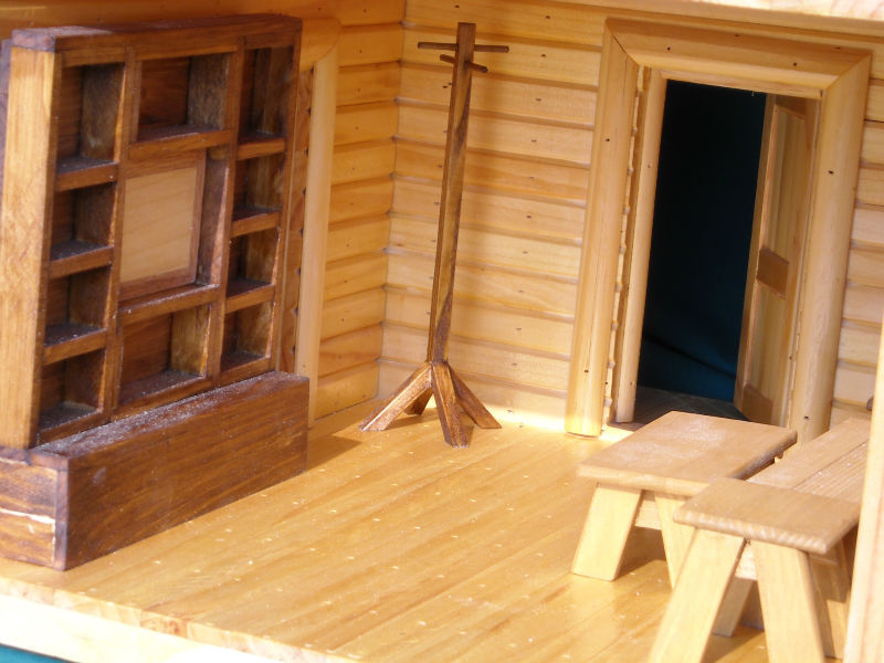 rear view of log cabin house