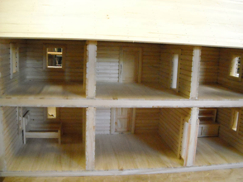 rear view of log cabin house